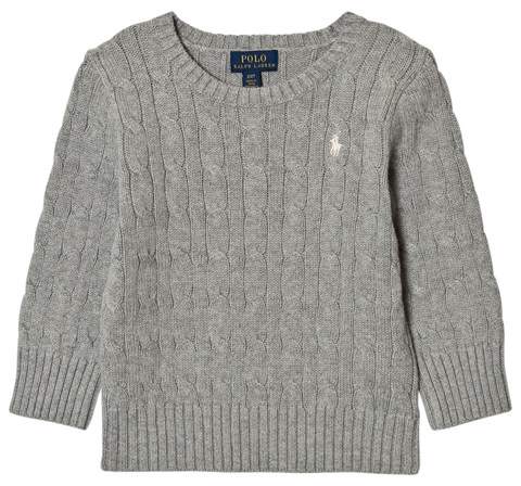 Grey Cable Long-Sleeved Jumper