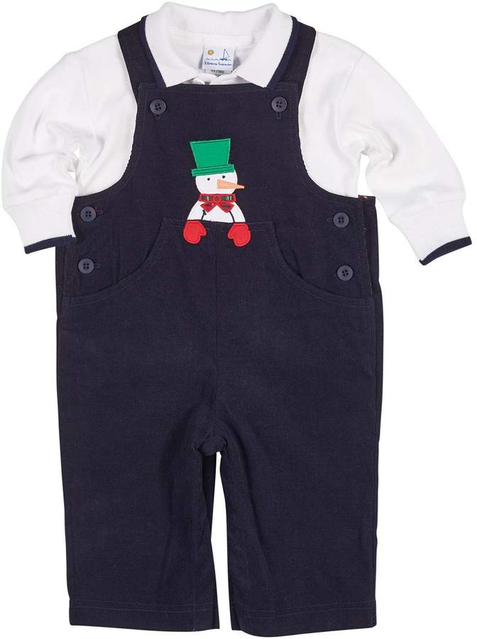 Snowman Overalls w/ Long-Sleeve Polo, Size 3-18 Months