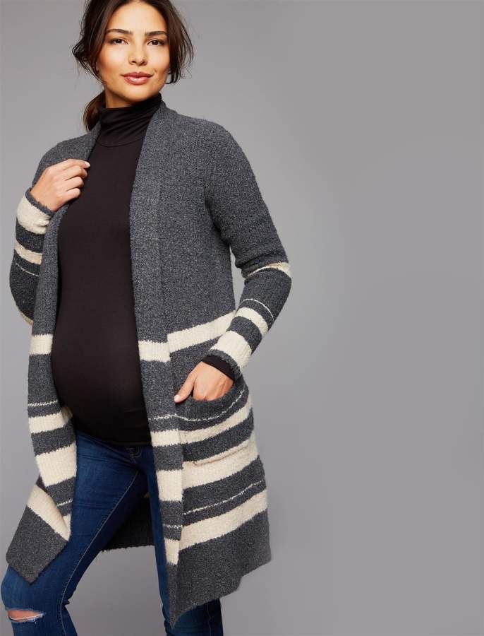 Pea Collection Velvet Open Front Maternity Cardigan