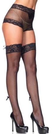 Women's Lace up Back Panty and Matching Thigh Highs, Black, One Size