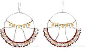 Scosha Wonderland Silver Gold-Plated And Turquoise Hoop Earrings