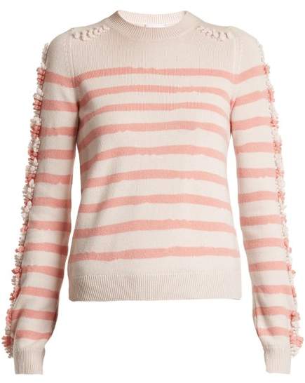BARRIE Stripe loop stitch knit cashmere sweater
