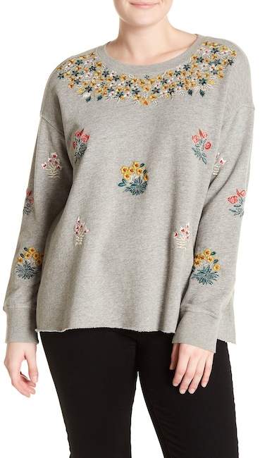 Floral Garden Embroidered Sweatshirt (Plus Size)