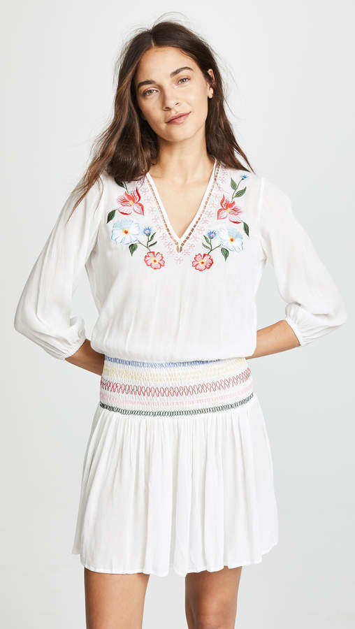 Isla Floral Embroidered Smocked Dress