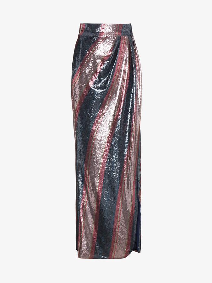 Johanna Ortiz Striped Sequin Maxi Skirt