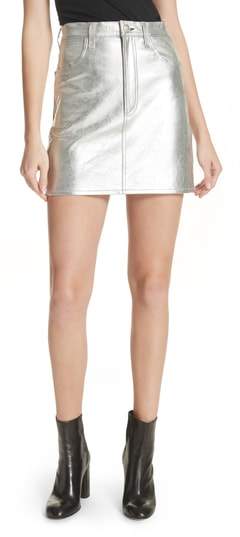 Moss High Waist Leather Miniskirt
