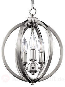 Wirkungsvolle Hängelampe Corinne in Nickel poliert