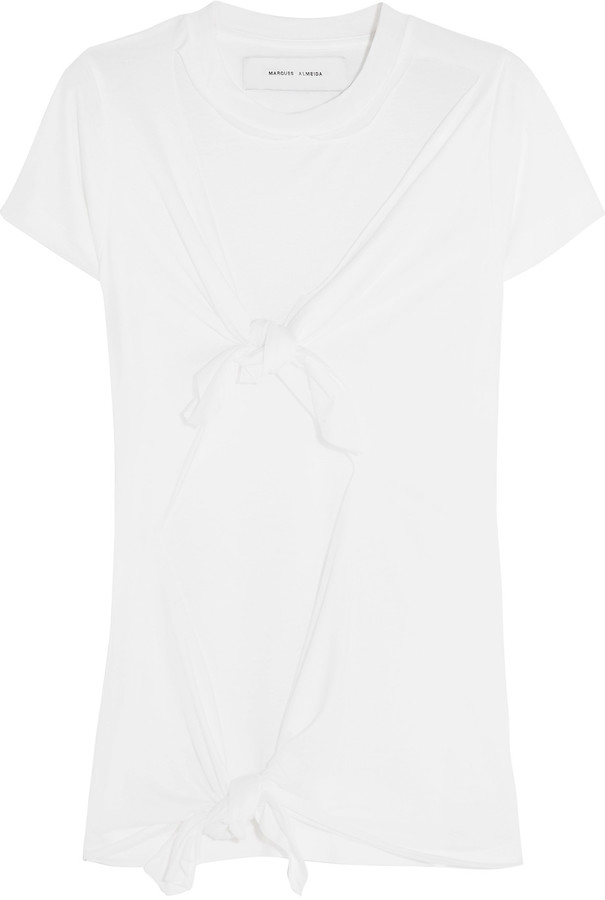 Knotted stretch-jersey T-shirt