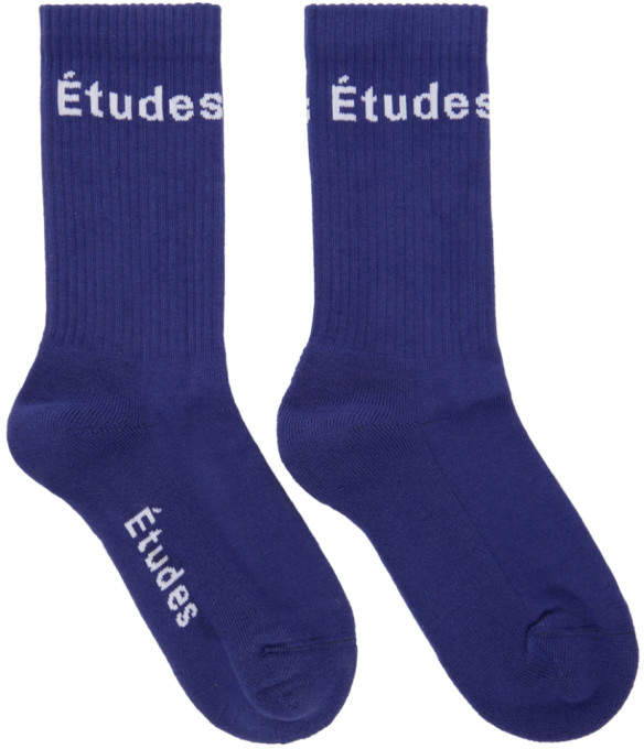 études Blue Logo Track Socks