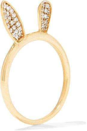 Aamaya By Priyanka Bunny Ear Gold-Plated Crystal Ring