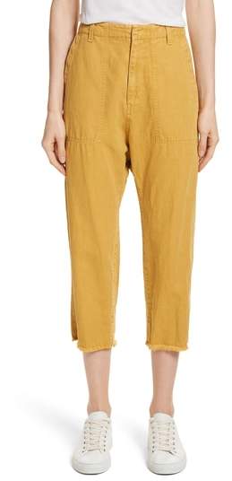Luna Cotton & Linen Twill Crop Pants