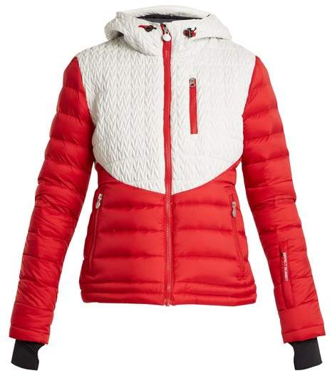 PERFECT MOMENT Vale stripe and chevron-quilted down ski jacket