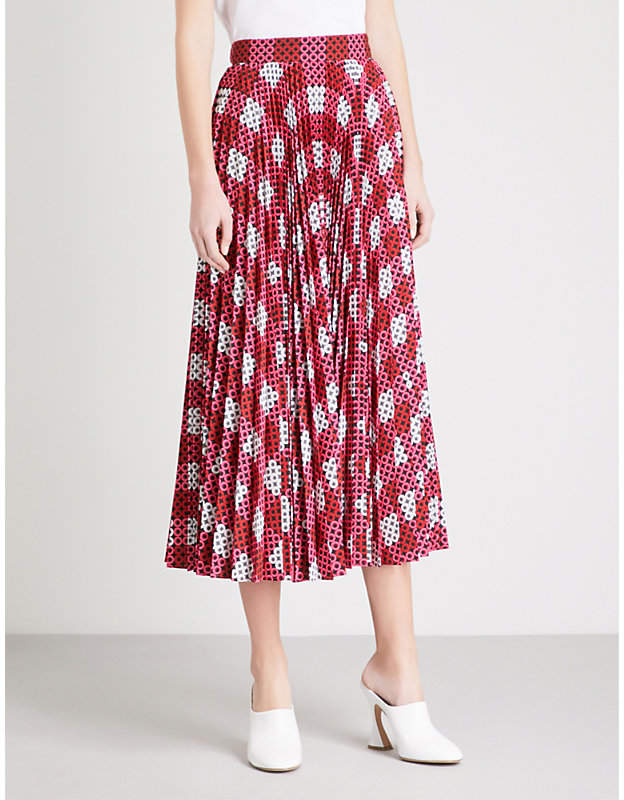 Circle-print woven midi skirt