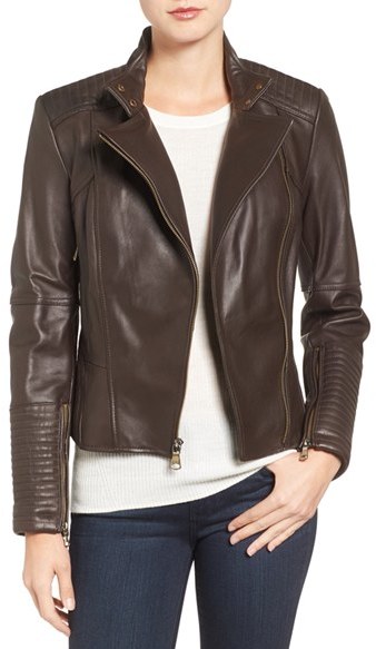 Asymmetrical Leather Moto Jacket
