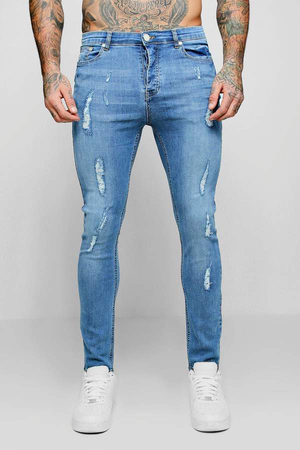 Super Skinny Jeans With All Over Distressing