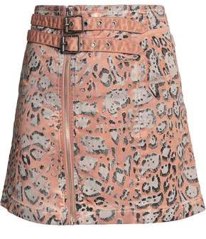 Leopard-Print Stretch Cotton-Twill Mini Skirt