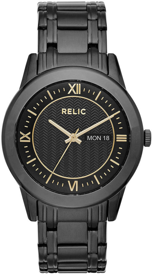JCPenney RELIC Relic Caldwell Mens Black Stainless Steel Watch ZR12141
