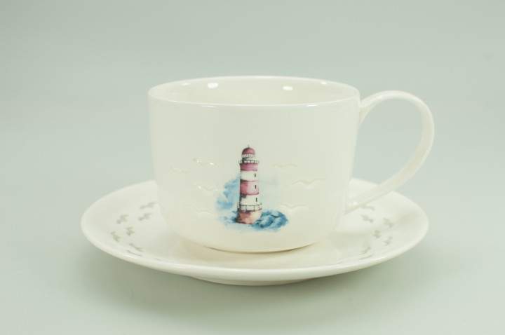 HTI-Line Leuchtturm Kaffeetasse mit Untertasse