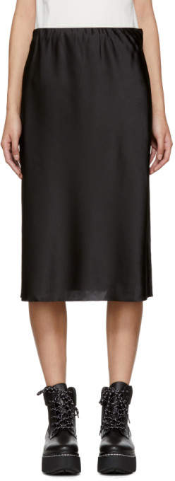 Black Silk Bias-cut Skirt
