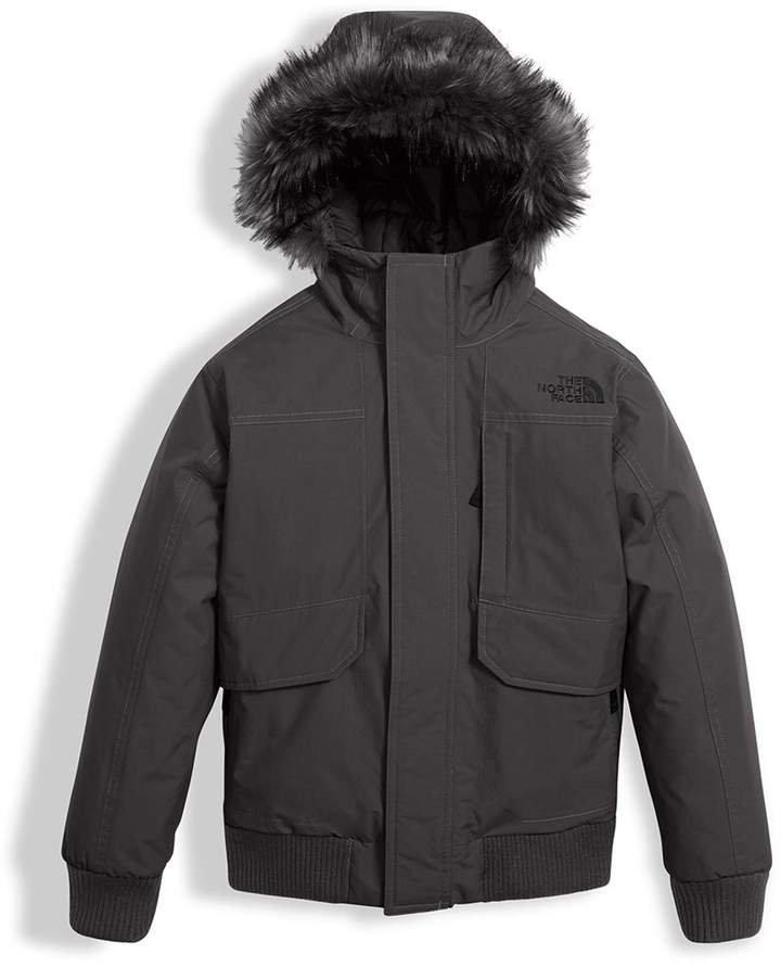 Gotham Down Hooded Jacket w/ Faux-Fur Trim, Gray, Size XXS-XL