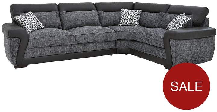 Geo Fabric And Faux Leather Right-Hand Corner Group Sofa Bed