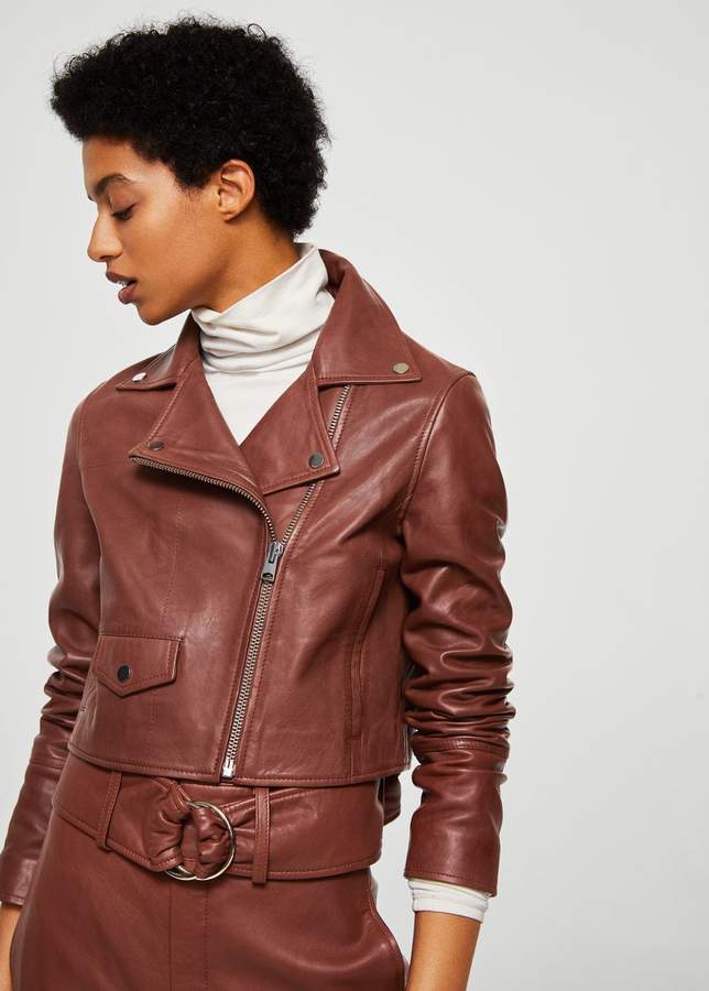 Lederjacke in Cropped-Optik