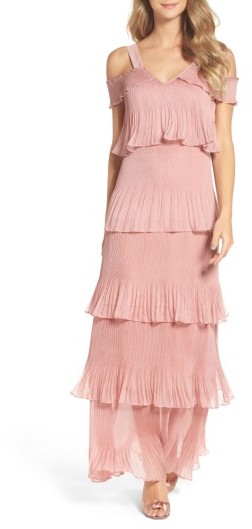 Cold Shoulder Ruffle Gown