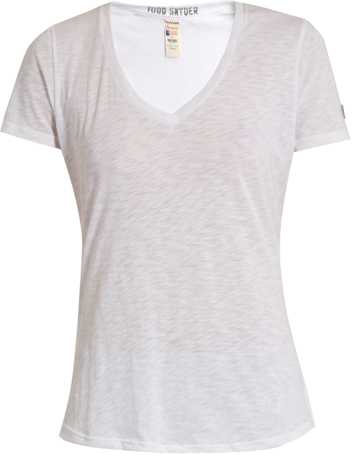 V-neck cotton-blend jersey T-shirt