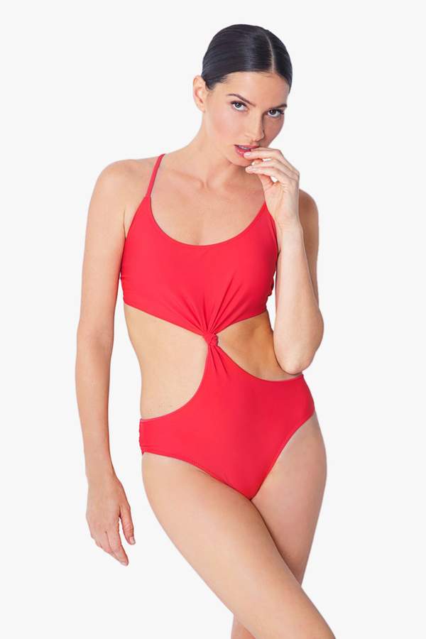 Cut Out Strappy Red Swimsuit