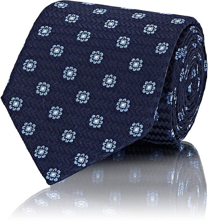 Men's Floral-Print Silk Necktie