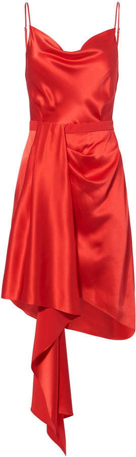 Cascade Red Satin Dress