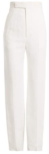 High-rise straight-leg crepe trousers