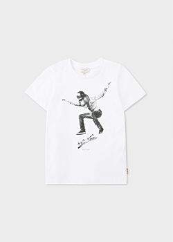 Boys' 8 + Years White 'Skateboarding Monkey' Print T-Shirt