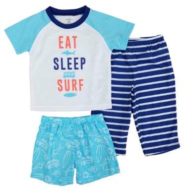 Infant Boys 3 Piece Eat Sleep Surf Sleepwear Pajama Set