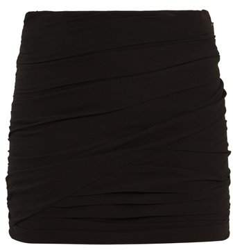 Ruched silk-georgette mini skirt