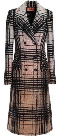 Double-Breasted Checked Wool-Blend Bouclé Coat