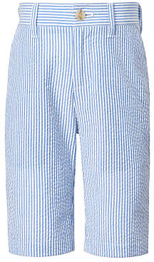 John Lewis Heirloom Collection Boys' Striped Seersucker Shorts, Navy/White