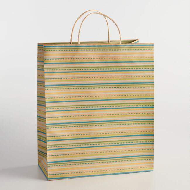 Jumbo Spring Stripe Kraft Gift Bag