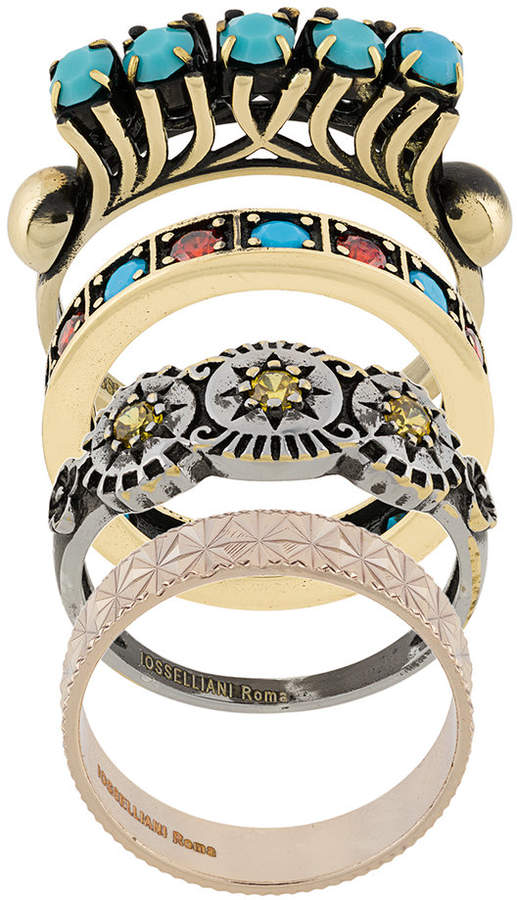 Vergoldetetes 'Elegua' Set aus vier Ringen