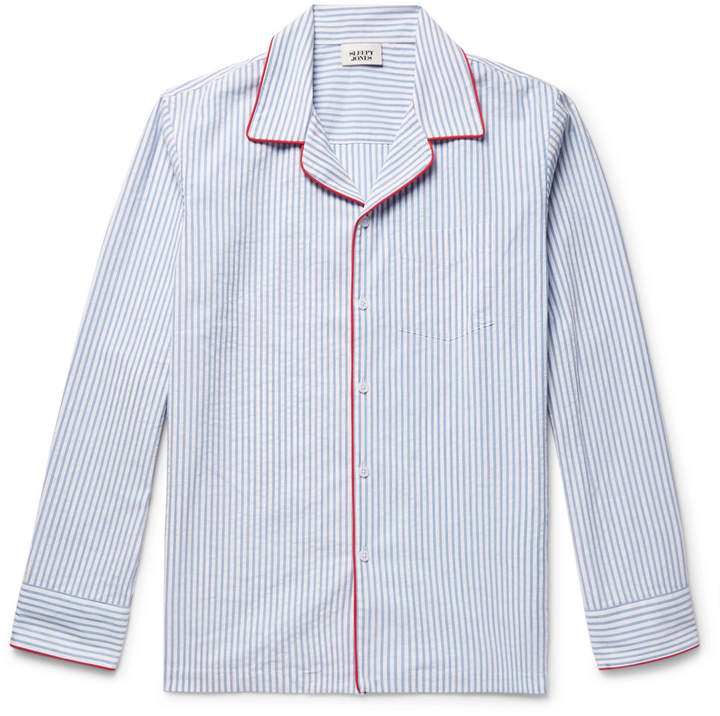 Sleepy Jones Henry Striped Textured-Cotton Pyjama Shirt