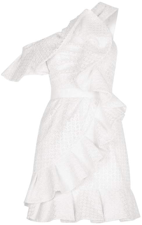 One-Shoulder Ruffle Lace Dress