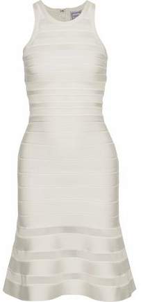 Fluted Mesh-Trimmed Bandage Dress