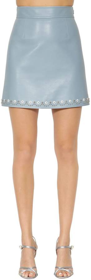 Rock Aus Leder In A-Form Mit Nieten