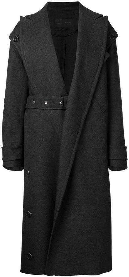 Asymmetrical Belted Long Coat