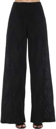 M Missoni FLARED INTARSIA LUREX KNIT PANTS