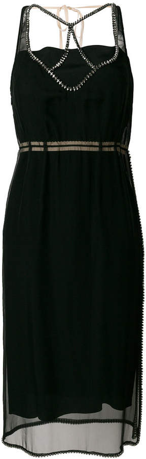 embellished sheer overlay dress