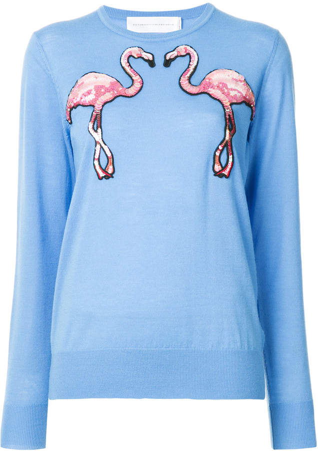 Victoria Victoria Beckham flamingo embellished sweater