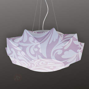 Gemusterte Textil-Hängeleuchte Art 60 cm, lila
