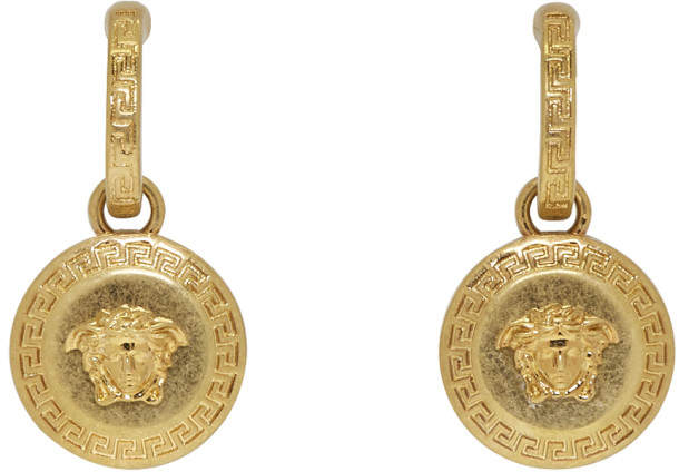Gold Small Medusa Coin Earrings