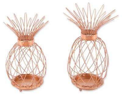 Modern Pineapple Candle Holders in Copper (Set of 2)